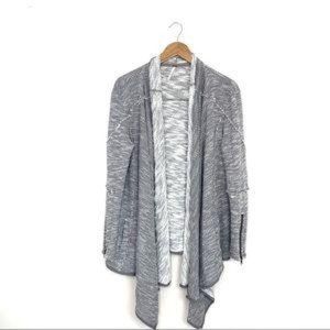 Womens Size M FREE PEOPLE "In The Loop" Open Front Knit Cardigan Heather Gray GC